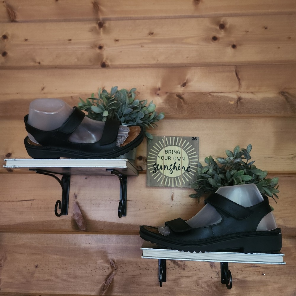 Naot Karenna Sandals Black Buffalo Leather Adjustable Comfort Orthopedic Size 40